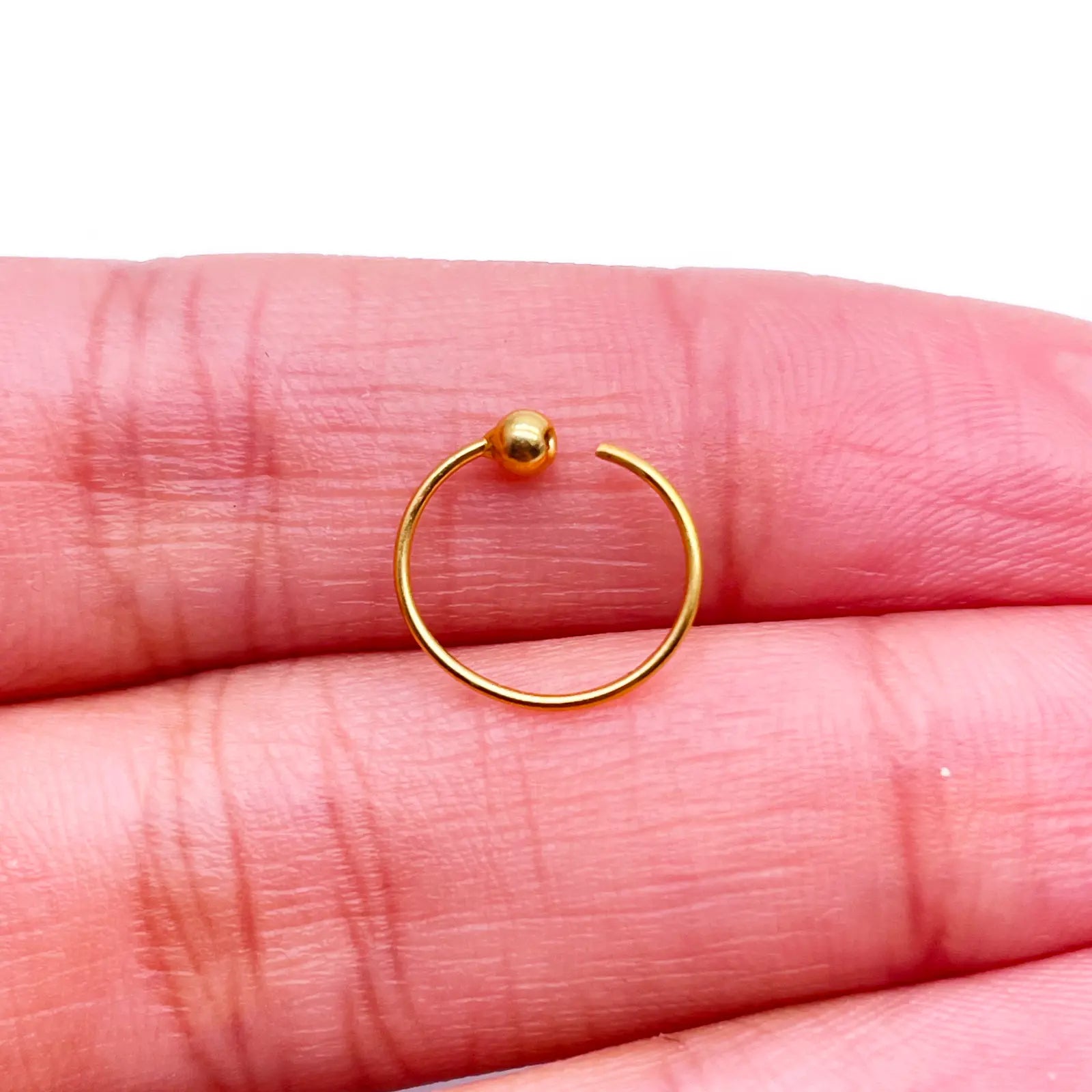 22ct Plain Polished Yellow Gold Single Nose Hoop 10mm  Diamond Bracelets