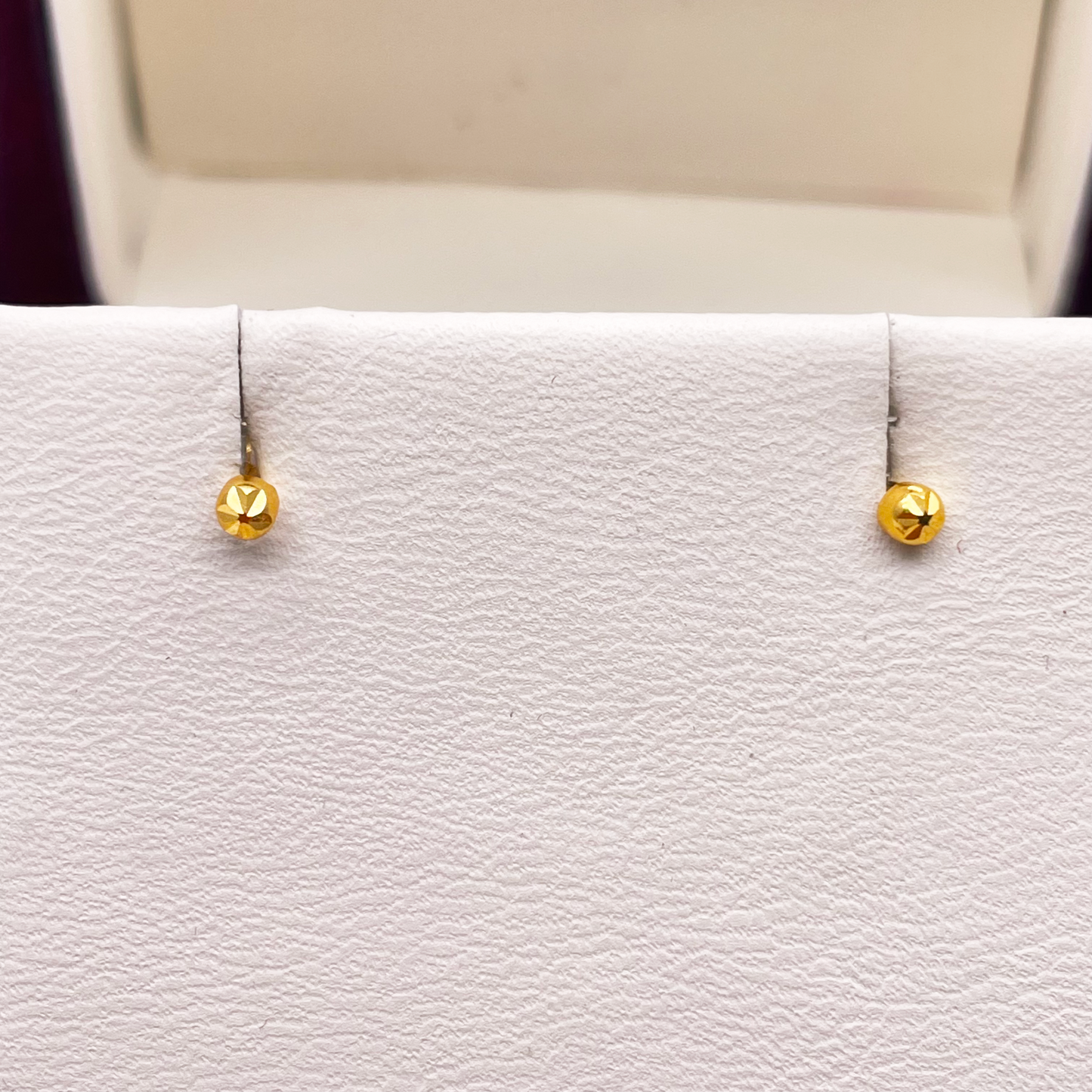 22ct Yellow Gold Diamond Cut Flower Tiny Round Ball Children's Earrings 2.2mm