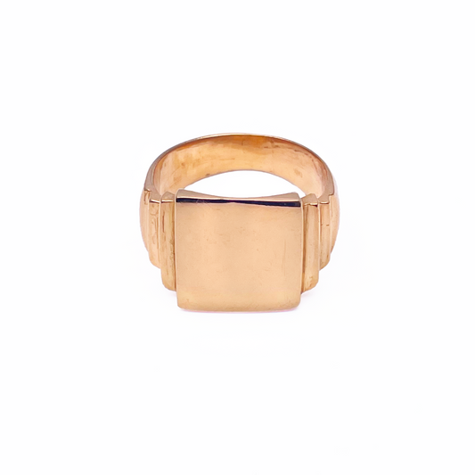 18ct Yellow Gold Plain Polished Men's Signet Ring