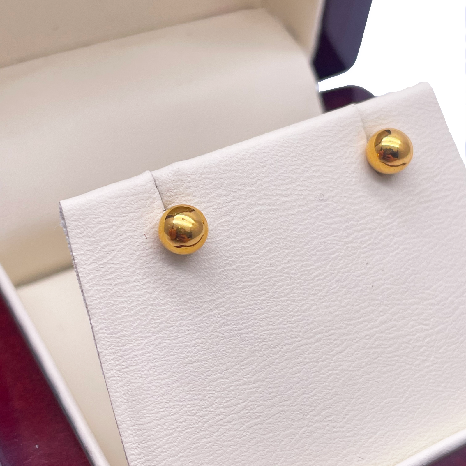 22ct Yellow Gold High Polished Round Plain Ball Stud Earrings 