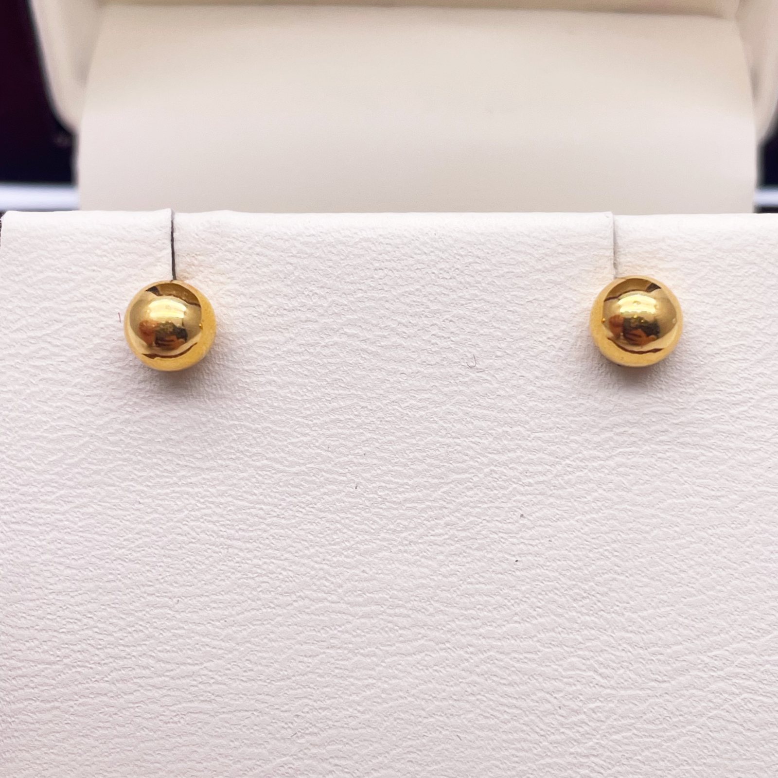 22ct Yellow Gold High Polished Round Plain Ball Stud Earrings 