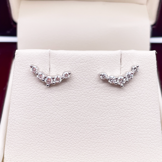 18ct White Gold Natural Diamond Crawler/Climber Earrings 0.28ct 