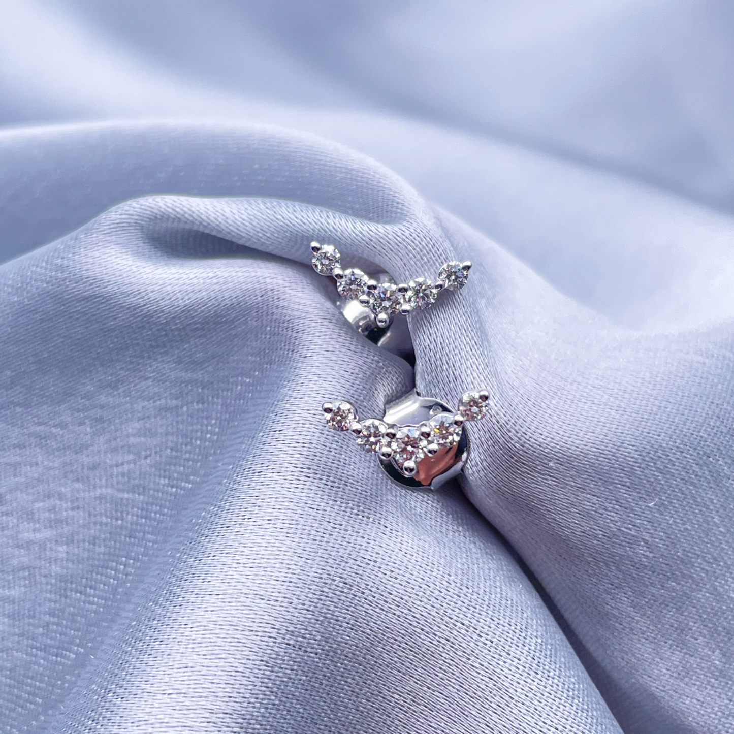 18ct White Gold Natural Diamond Crawler/Climber Earrings 0.28ct 