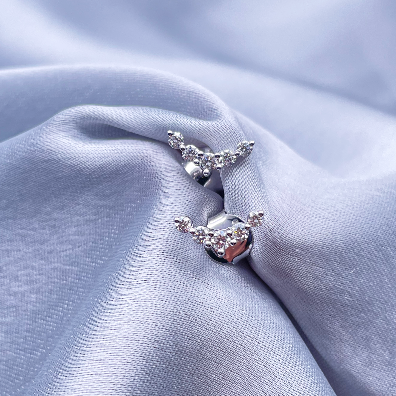 18ct White Gold Natural Diamond Crawler/Climber Earrings 0.28ct 