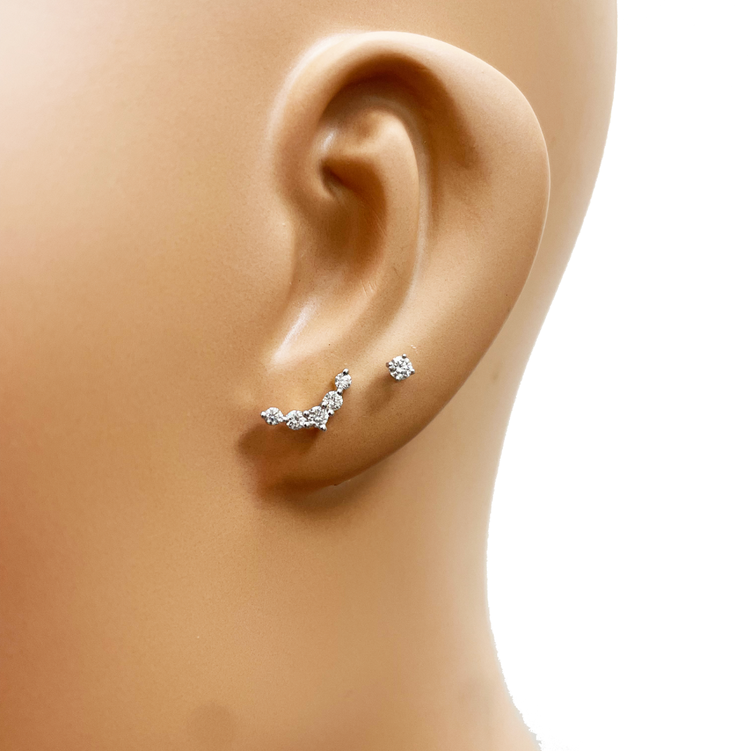 18ct White Gold Natural Diamond Crawler/Climber Earrings 0.28ct 