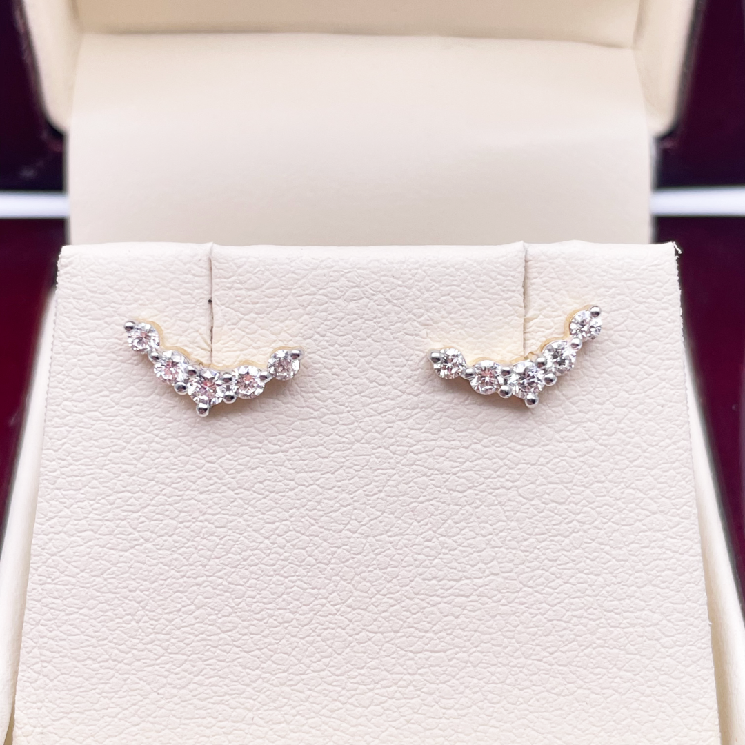 18ct Yellow Gold Natural Diamond Crawler/Climber Earrings 0.29ct 