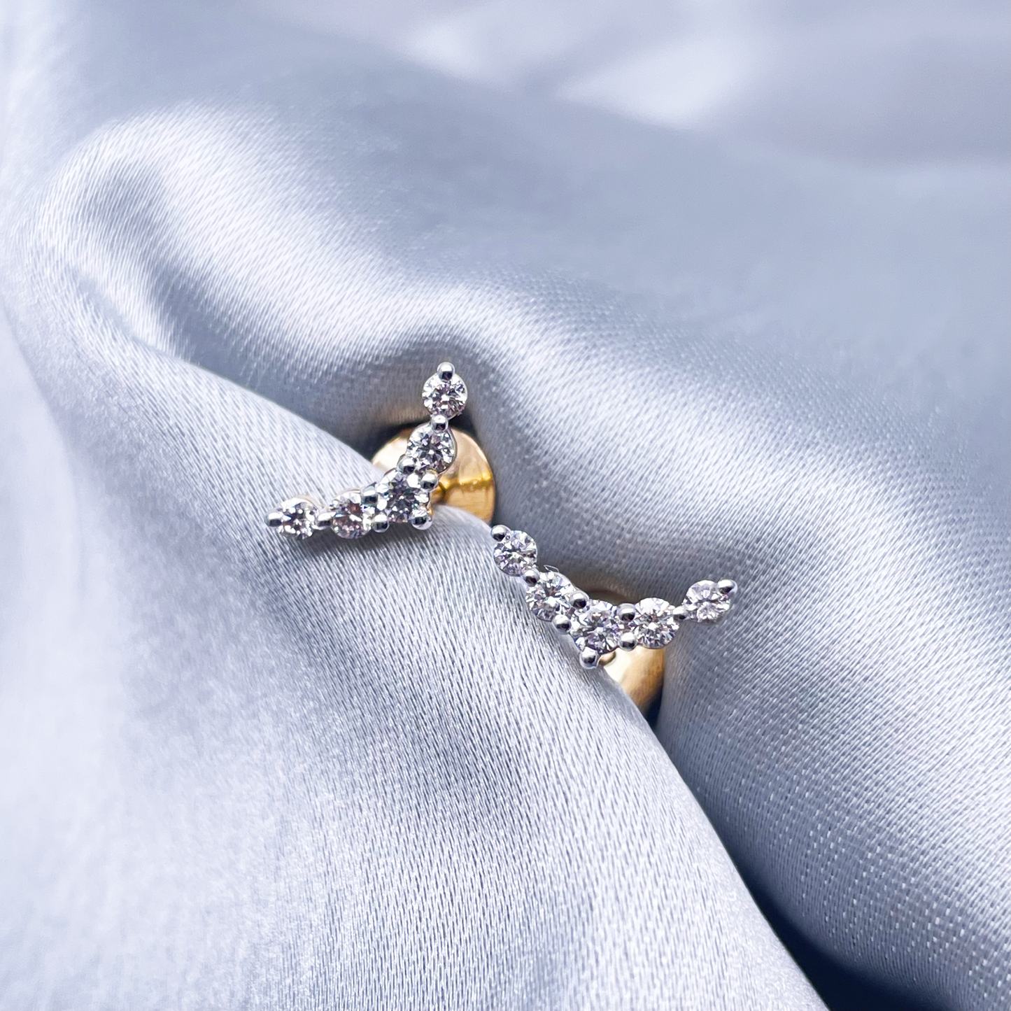 18ct Yellow Gold Natural Diamond Crawler/Climber Earrings 0.29ct 