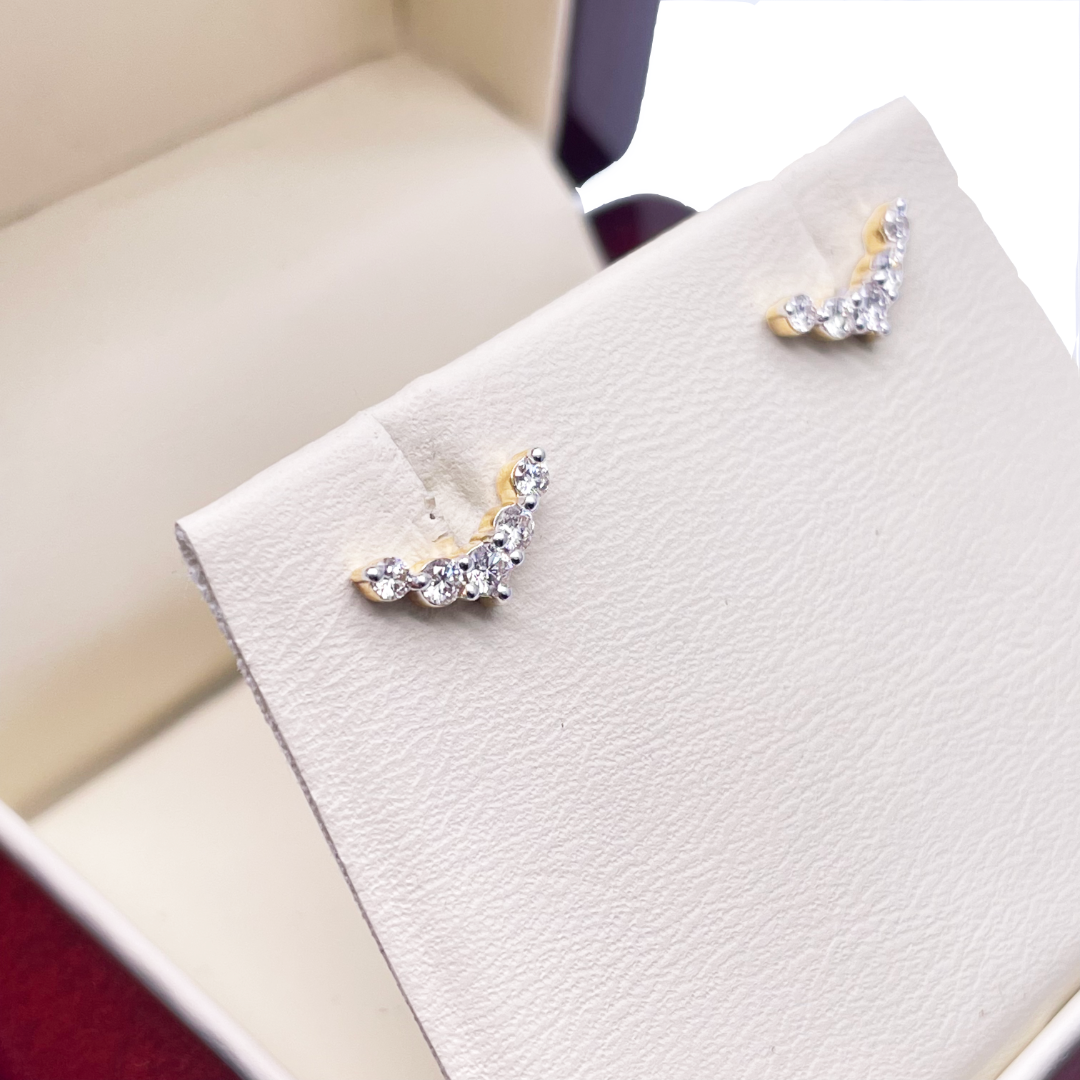 18ct Yellow Gold Natural Diamond Crawler/Climber Earrings 0.29ct 