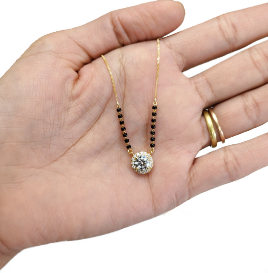 18ct Yellow Gold Lab-Grown Diamond Cushion Pendant Mangalsutra Necklace 1.20ct IGI Certified