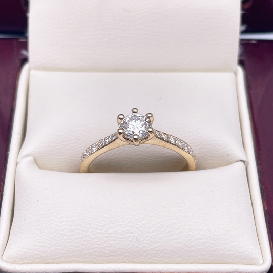 18ct Yellow Gold Natural Diamond 6-Claw Engagement Ring 0.65ct GIA Certified