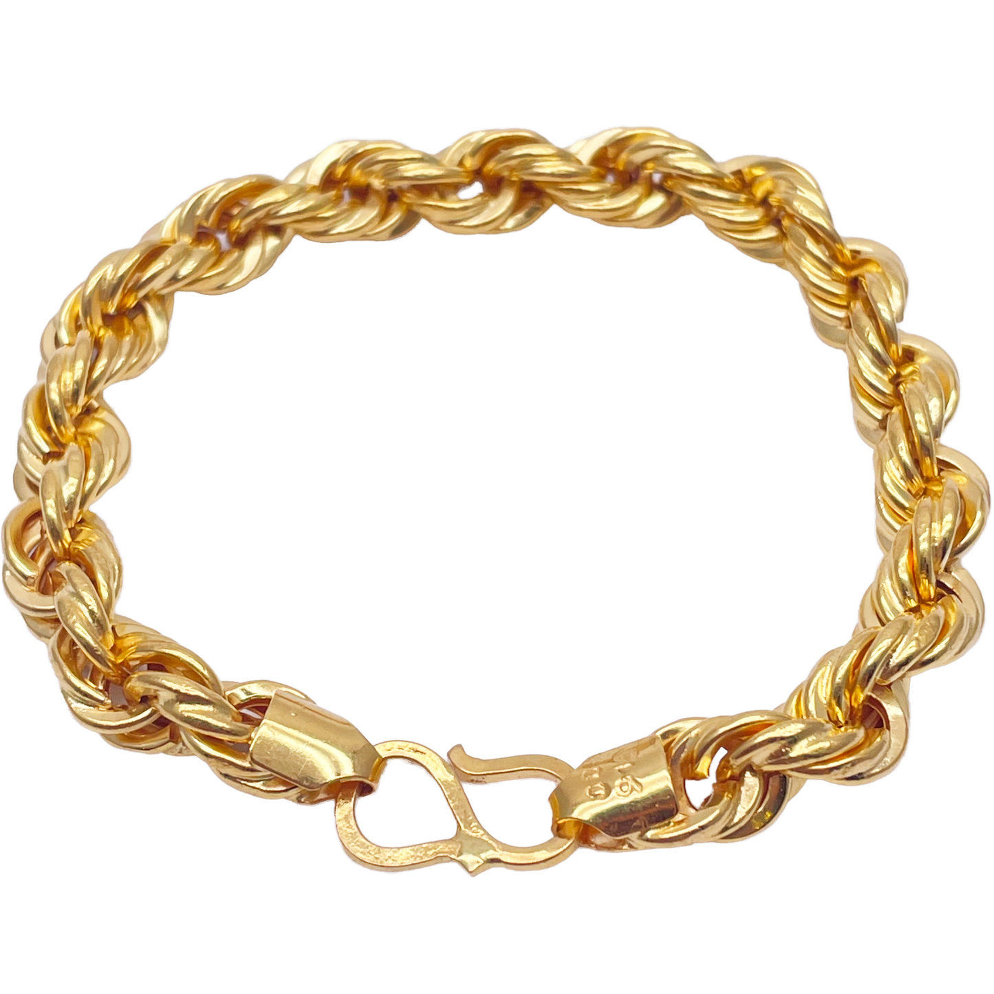 22ct Yellow Gold Fancy Hollow Twisted Rope Bracelet 7''inches