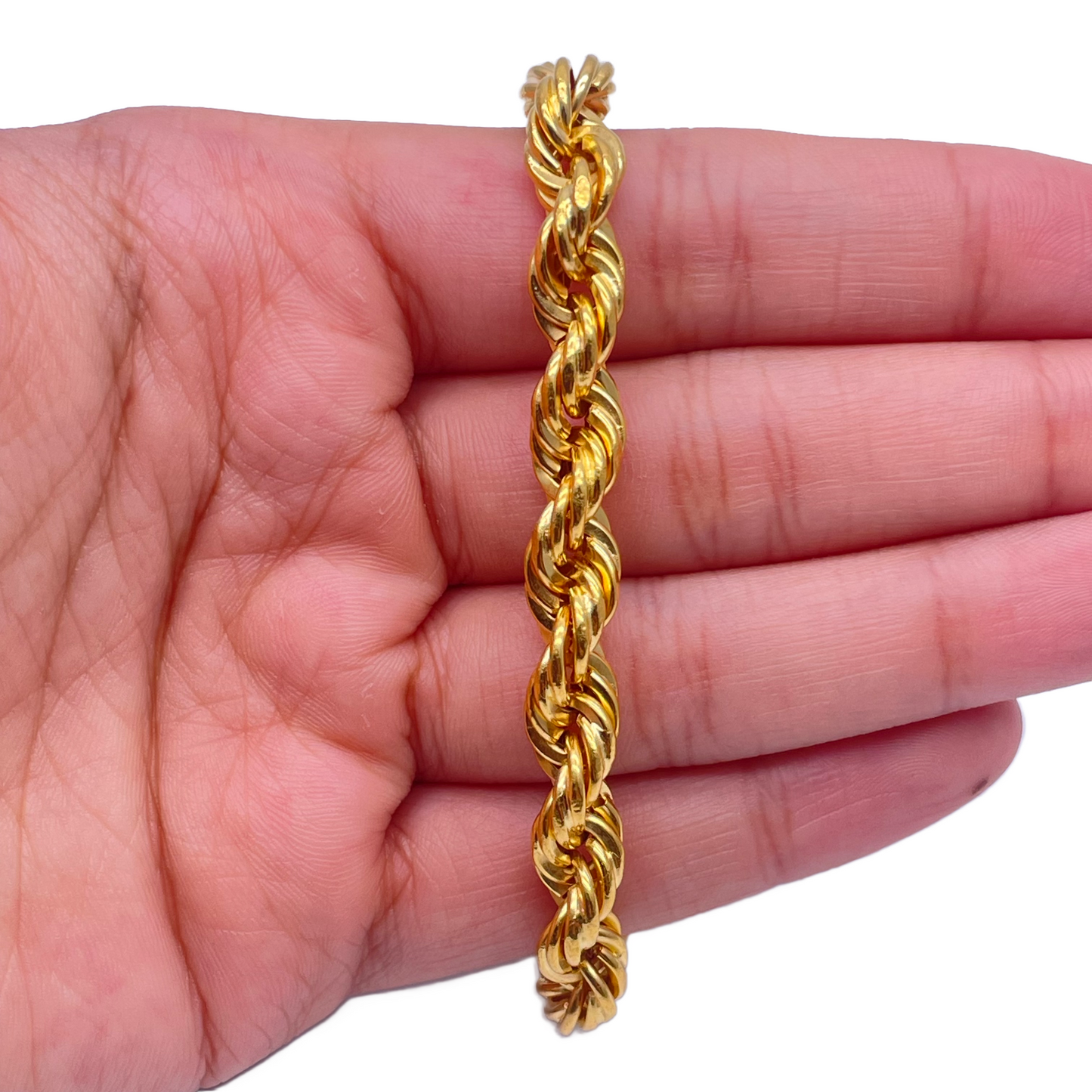 22ct Yellow Gold Fancy Hollow Twisted Rope Bracelet 7''inches