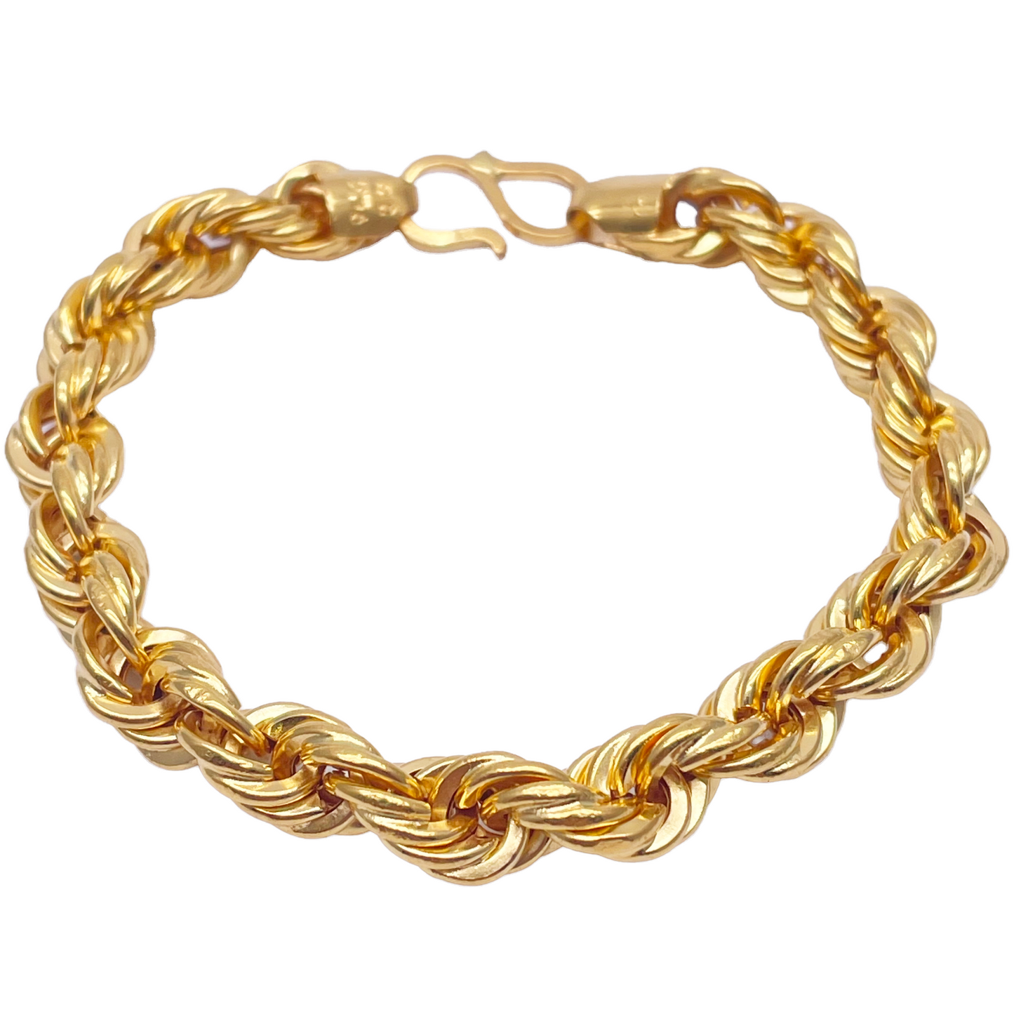 22ct Yellow Gold Fancy Hollow Twisted Rope Bracelet 7''inches