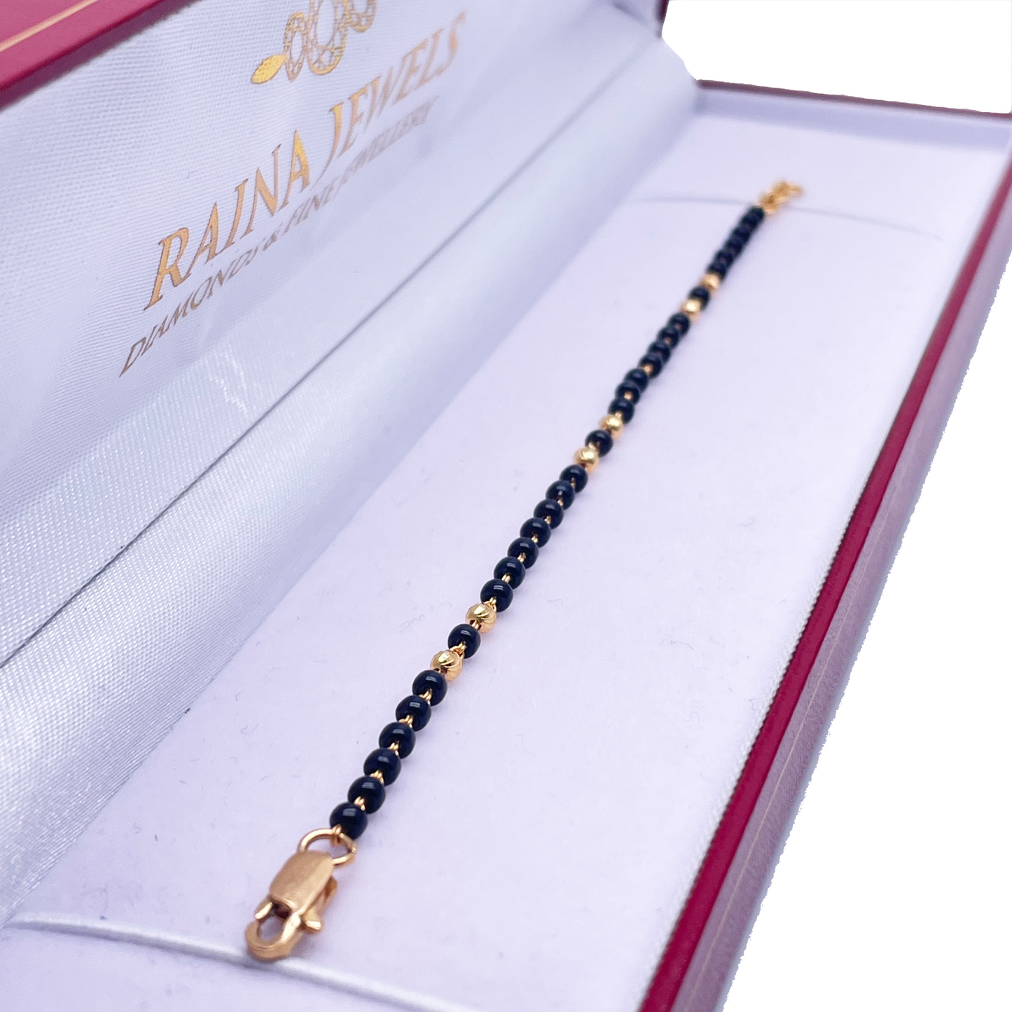 22ct Yellow Gold Children's Bracelet Black & Gold Beads (Maniya/Manka/Nazariya)