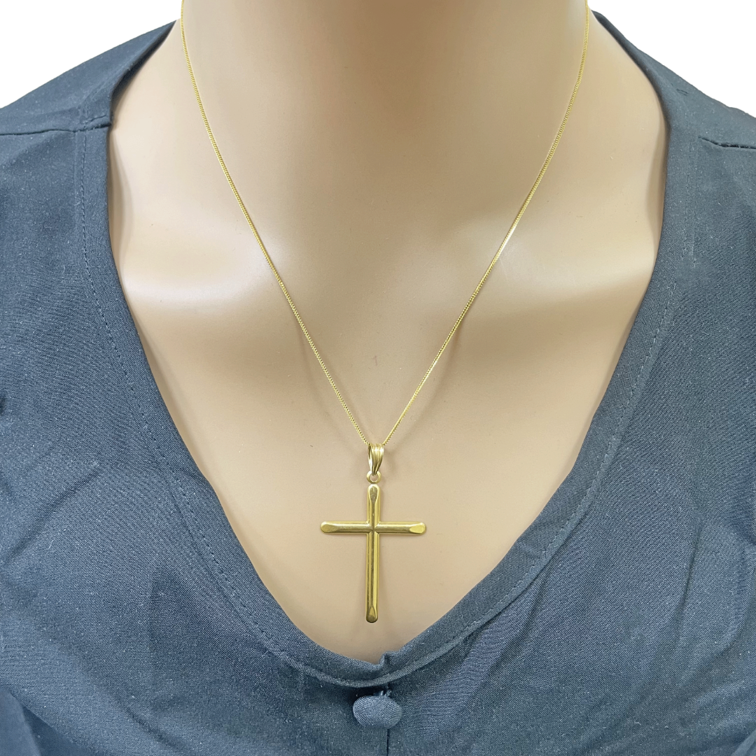 22ct Gold Cross Pendant Lightweight High Polished 45x25.9mm 
