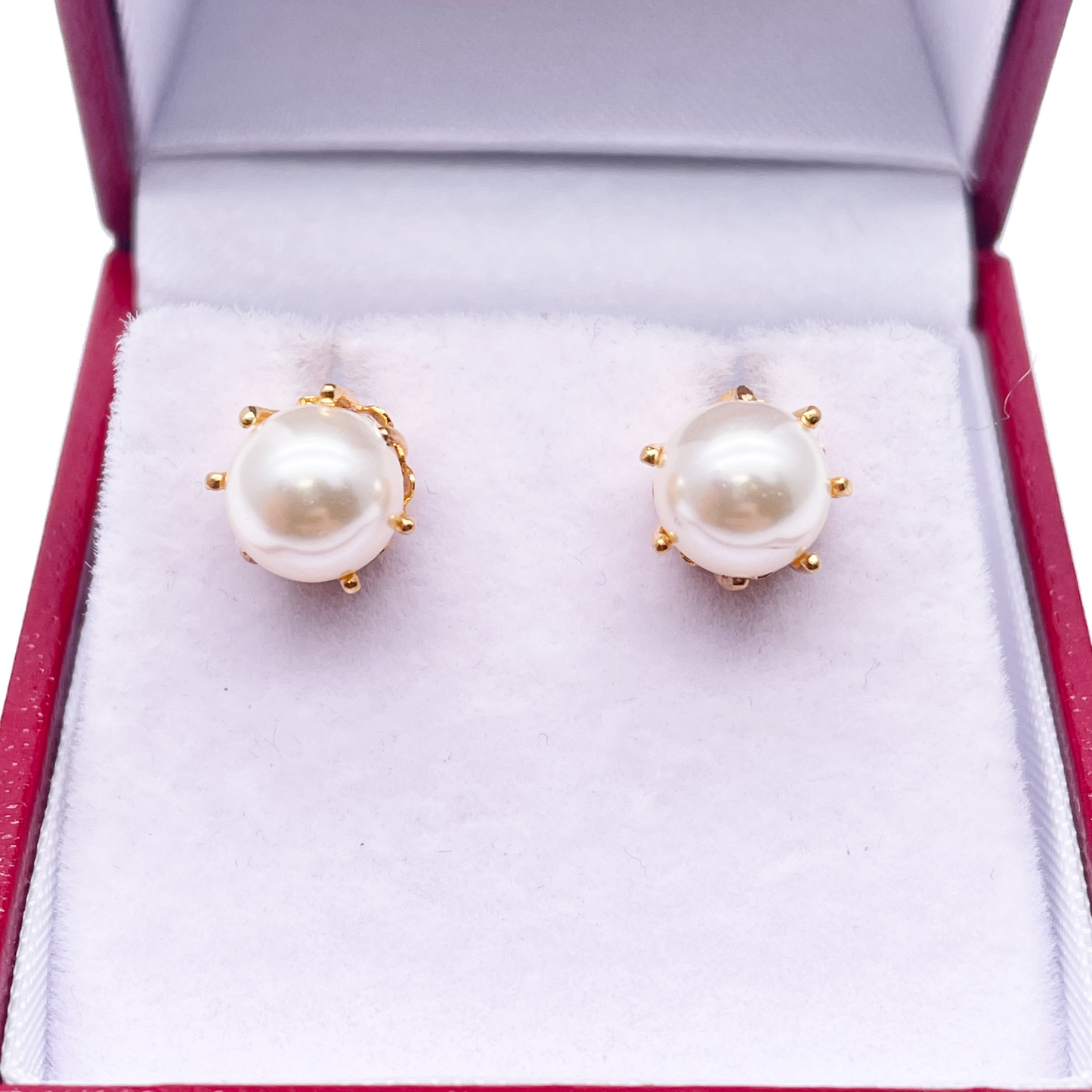 22ct Yellow Gold Claw Set Pearl Earrings