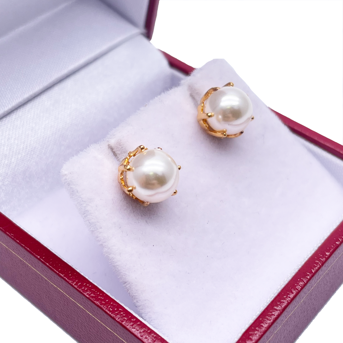 22ct Yellow Gold Claw Set Pearl Earrings