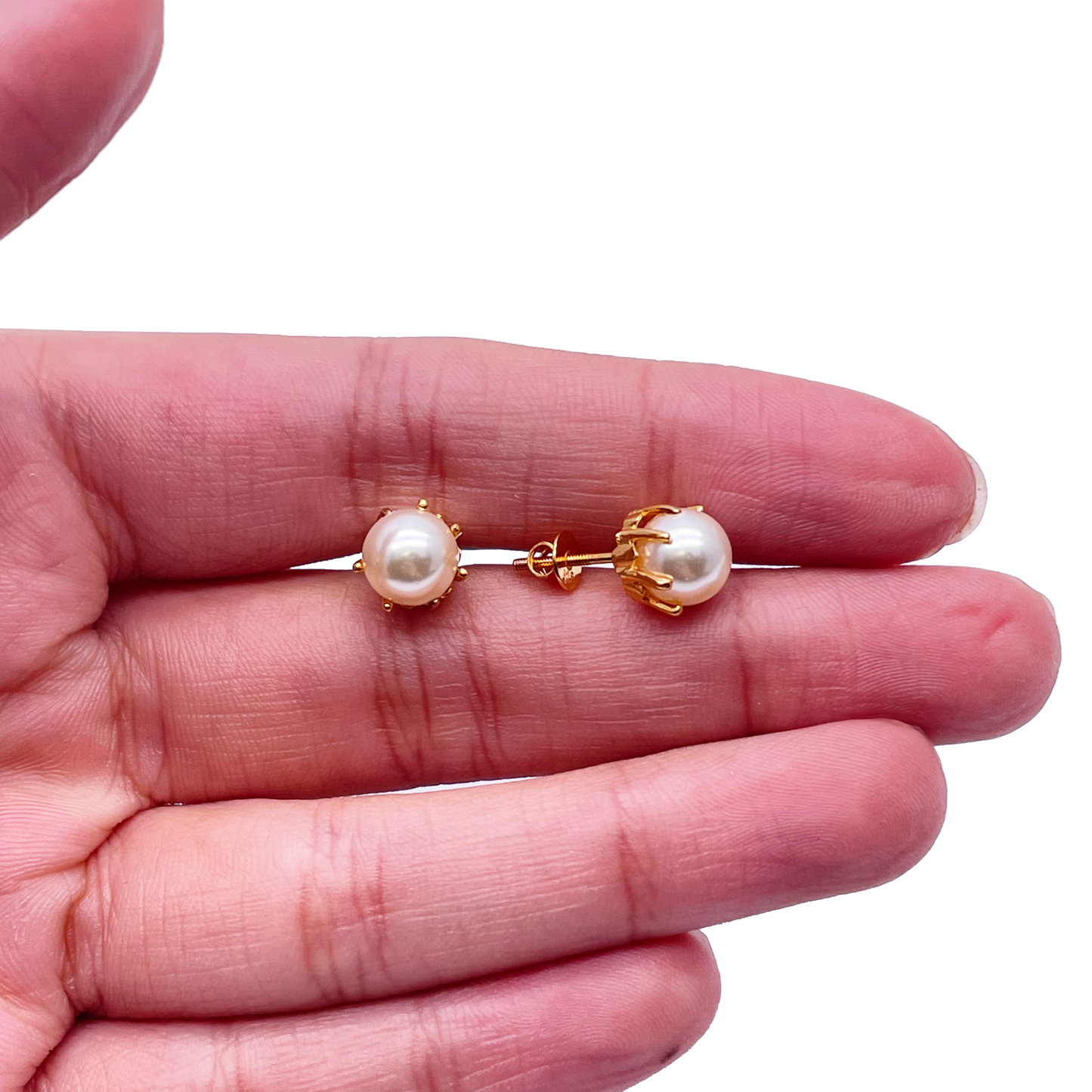 22ct Yellow Gold Claw Set Pearl Earrings