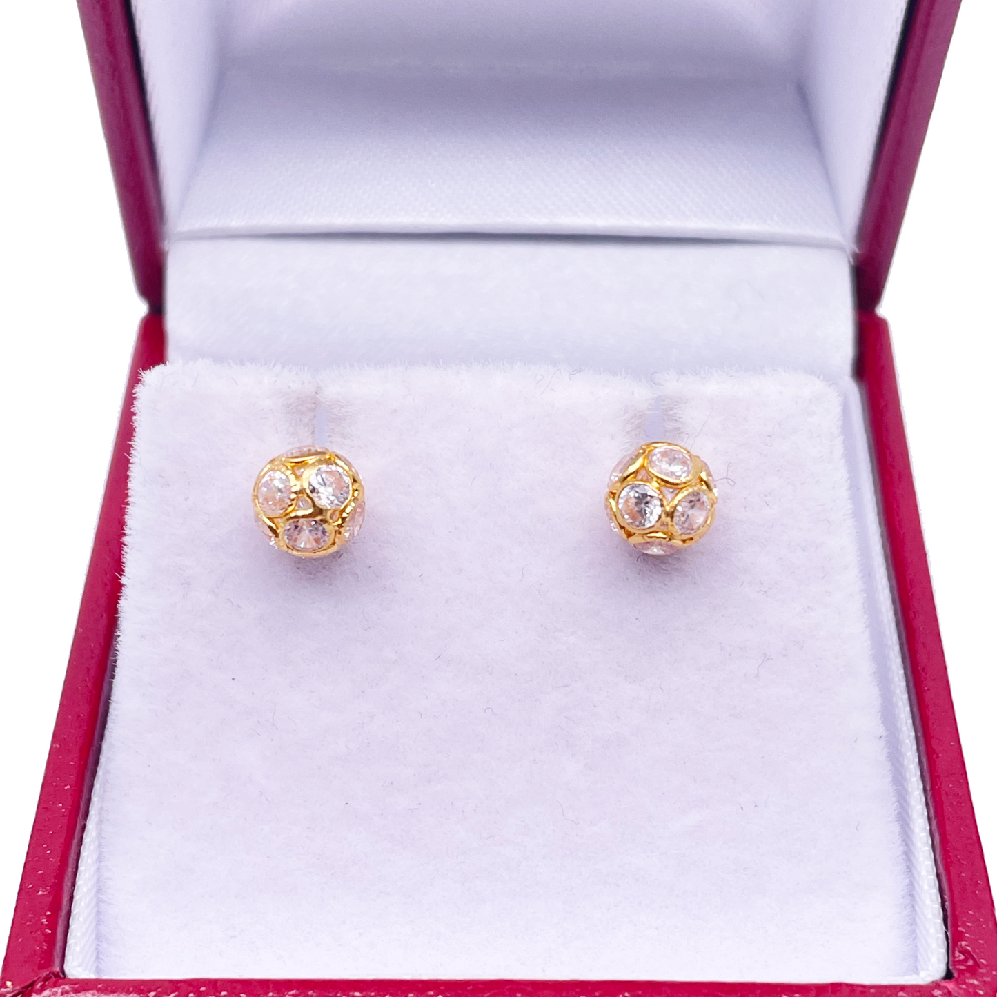 22ct Yellow Gold Fancy Cubic Zirconia Sparkly Ball Earrings