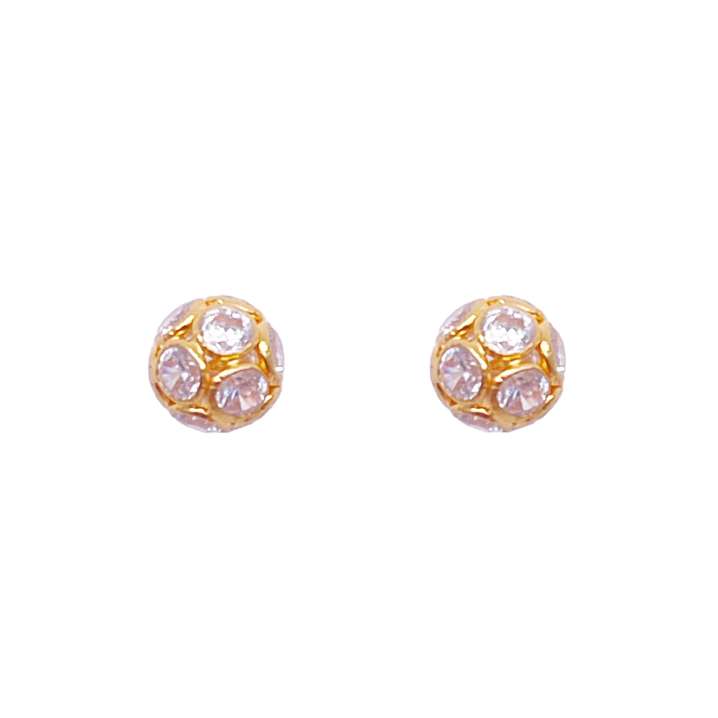 22ct Yellow Gold Fancy Cubic Zirconia Sparkly Ball Earrings