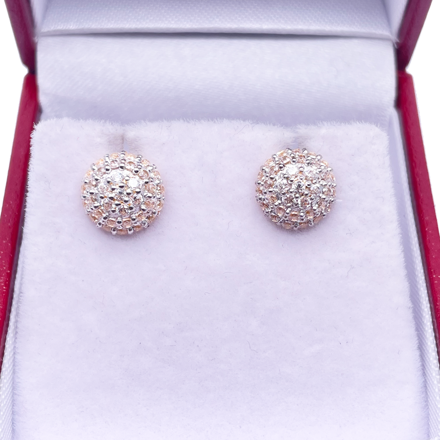 22ct Yellow Gold Fancy Cubic Zirconia Sparkly Dome Earrings