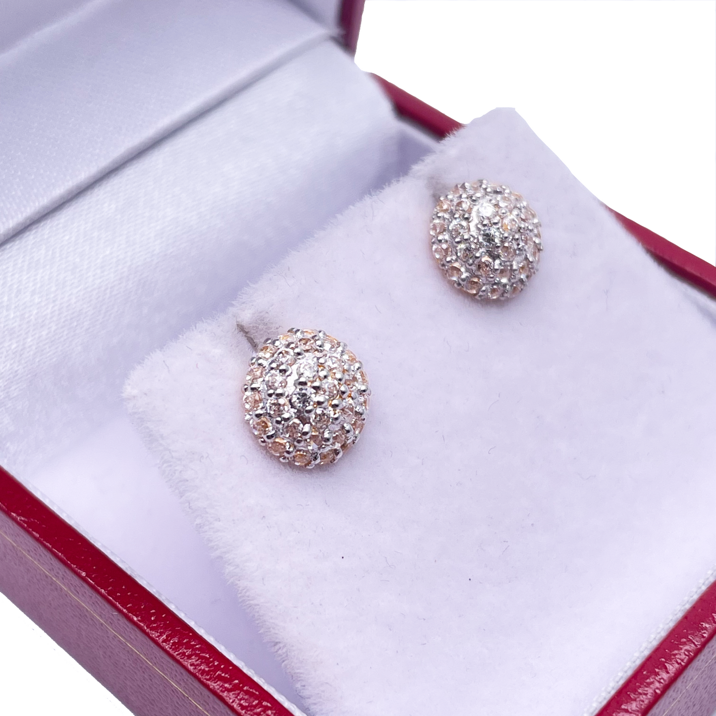 22ct Yellow Gold Fancy Cubic Zirconia Sparkly Dome Earrings