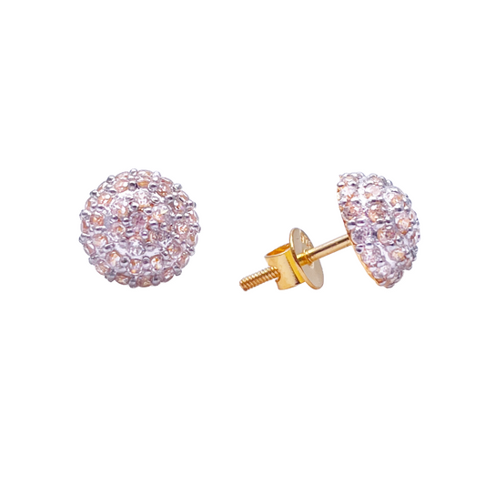 22ct Yellow Gold Fancy Cubic Zirconia Sparkly Dome Earrings