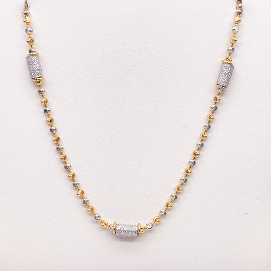 22ct Yellow Gold Fancy Diamond Cut & Sparkly  Beaded Chain Necklace 22Inches