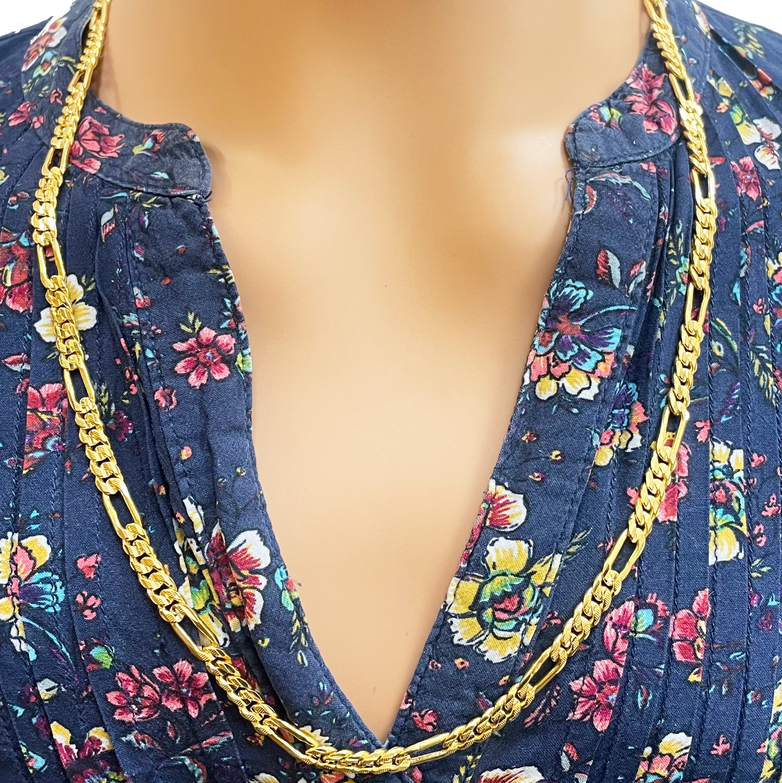 22ct Yellow Gold Figaro Men's Chain 24.4'' inches 5mm Width 