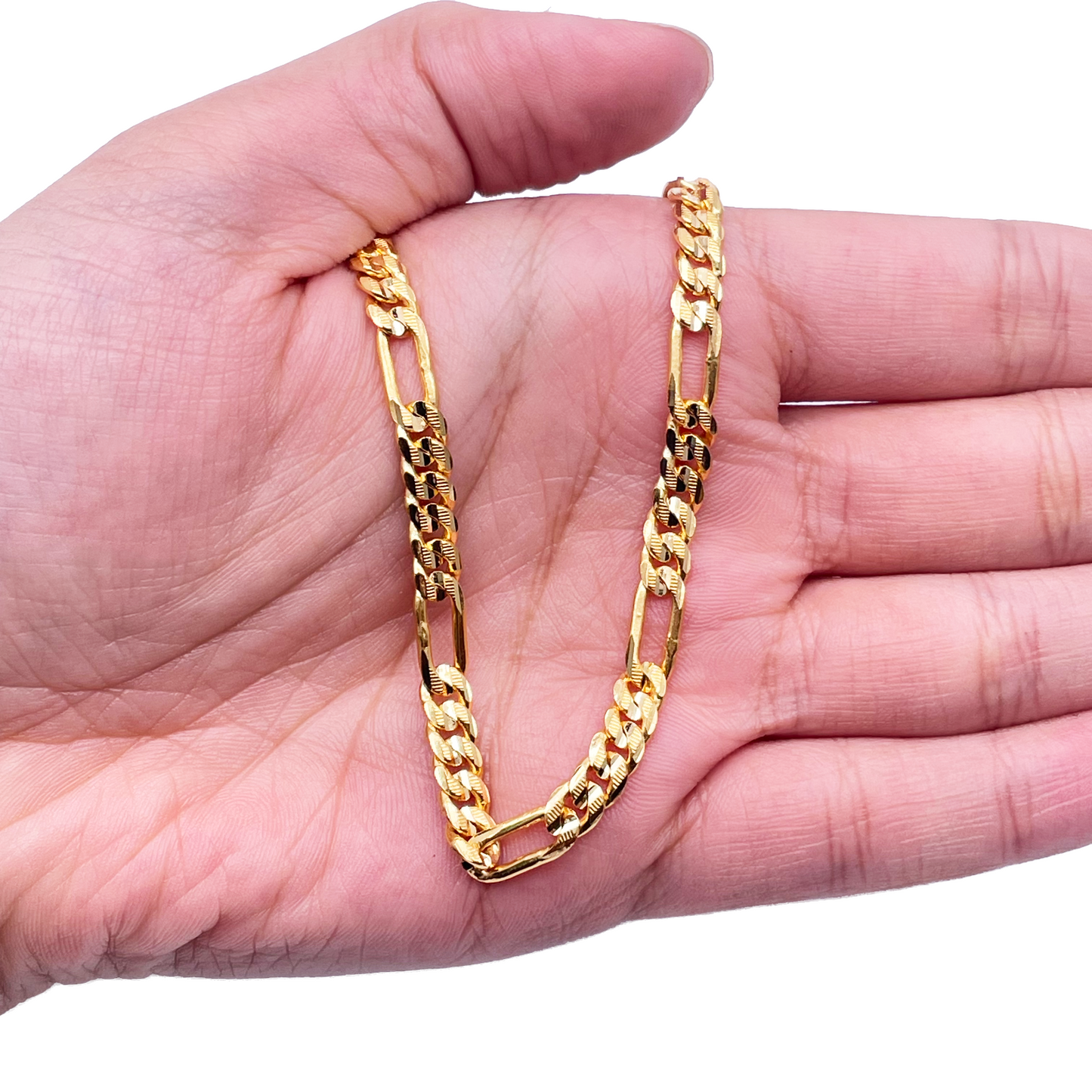 22ct Yellow Gold Figaro Men's Chain 24.4'' inches 5mm Width