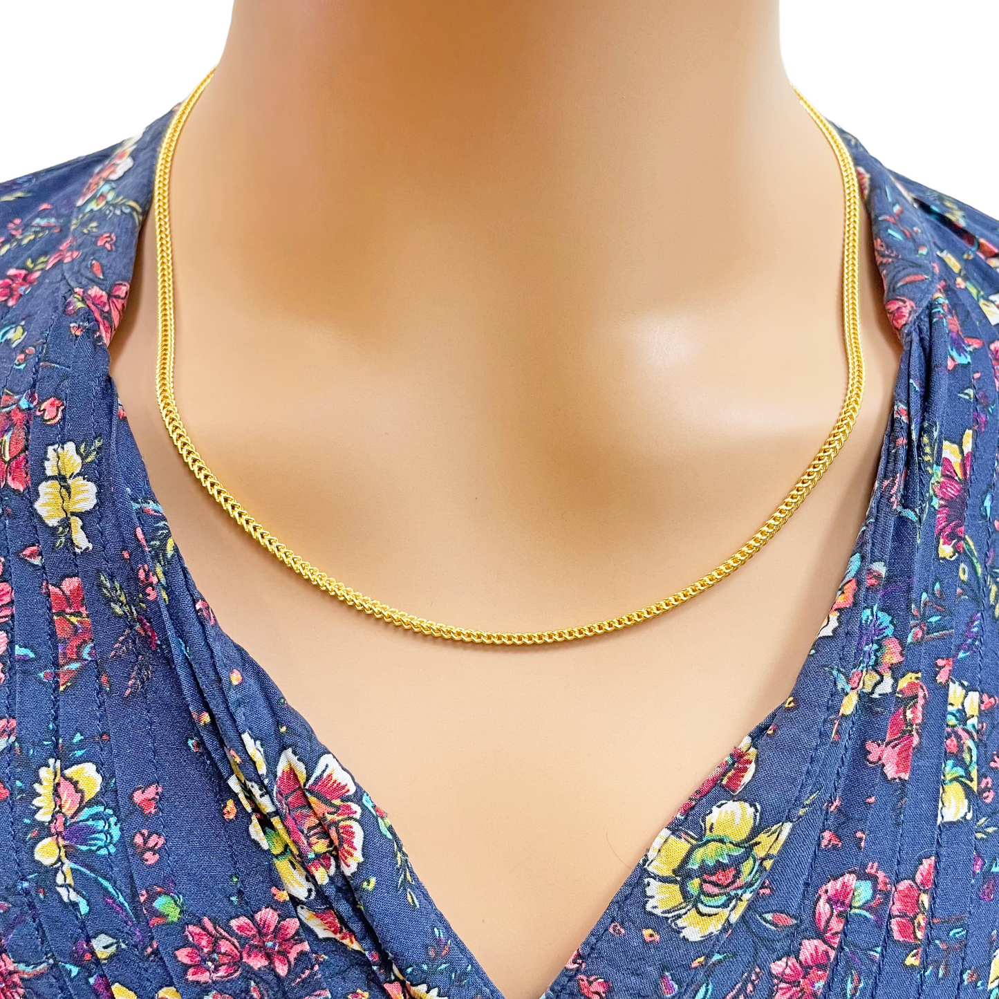 22ct Yellow Gold Lightweight Foxtail Chain Necklace 20''inch 2.4mm Width