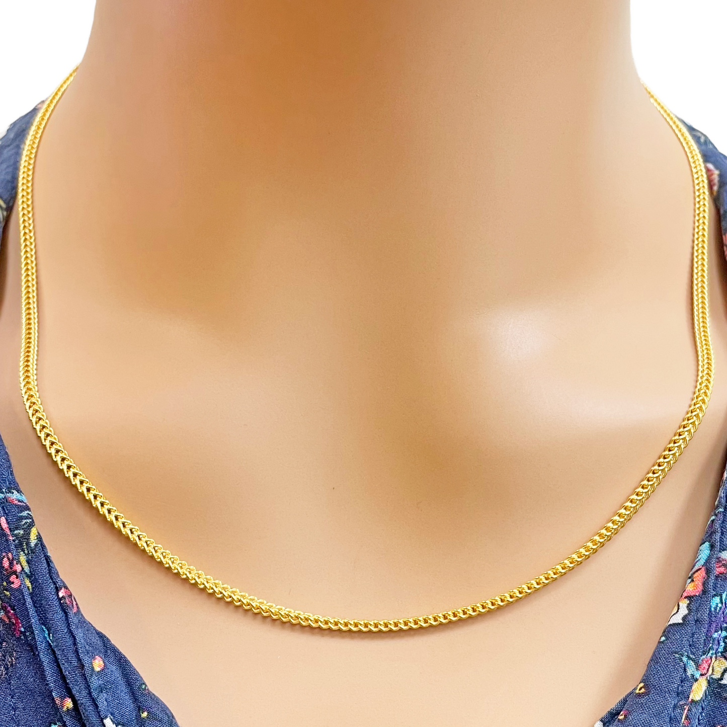 22ct Yellow Gold Lightweight Foxtail Chain Necklace 20''inch 2.4mm Width