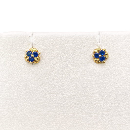 22ct Yellow Gold Blue Cubic Zircon Children's earrings claw set