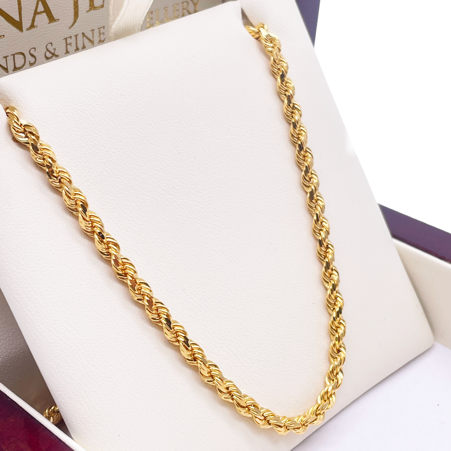 22ct Yellow Gold Solid Twisted Rope Chain Necklace 22''inches 3.3mm Width