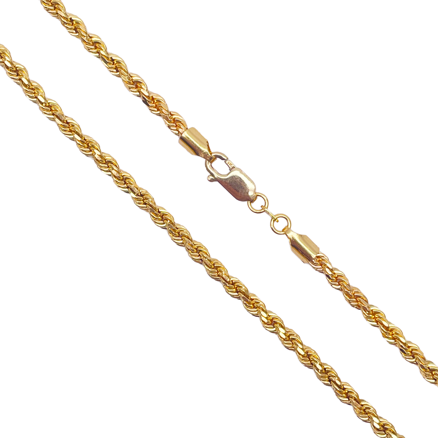 22ct Yellow Gold Solid Twisted Rope Chain Necklace 22''inches 3.3mm Width