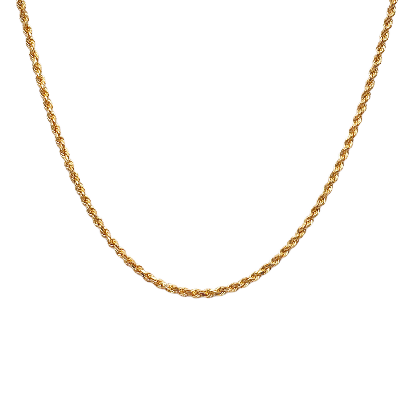 22ct Yellow Gold Solid Twisted Rope Chain Necklace 22''inches 3.3mm Width