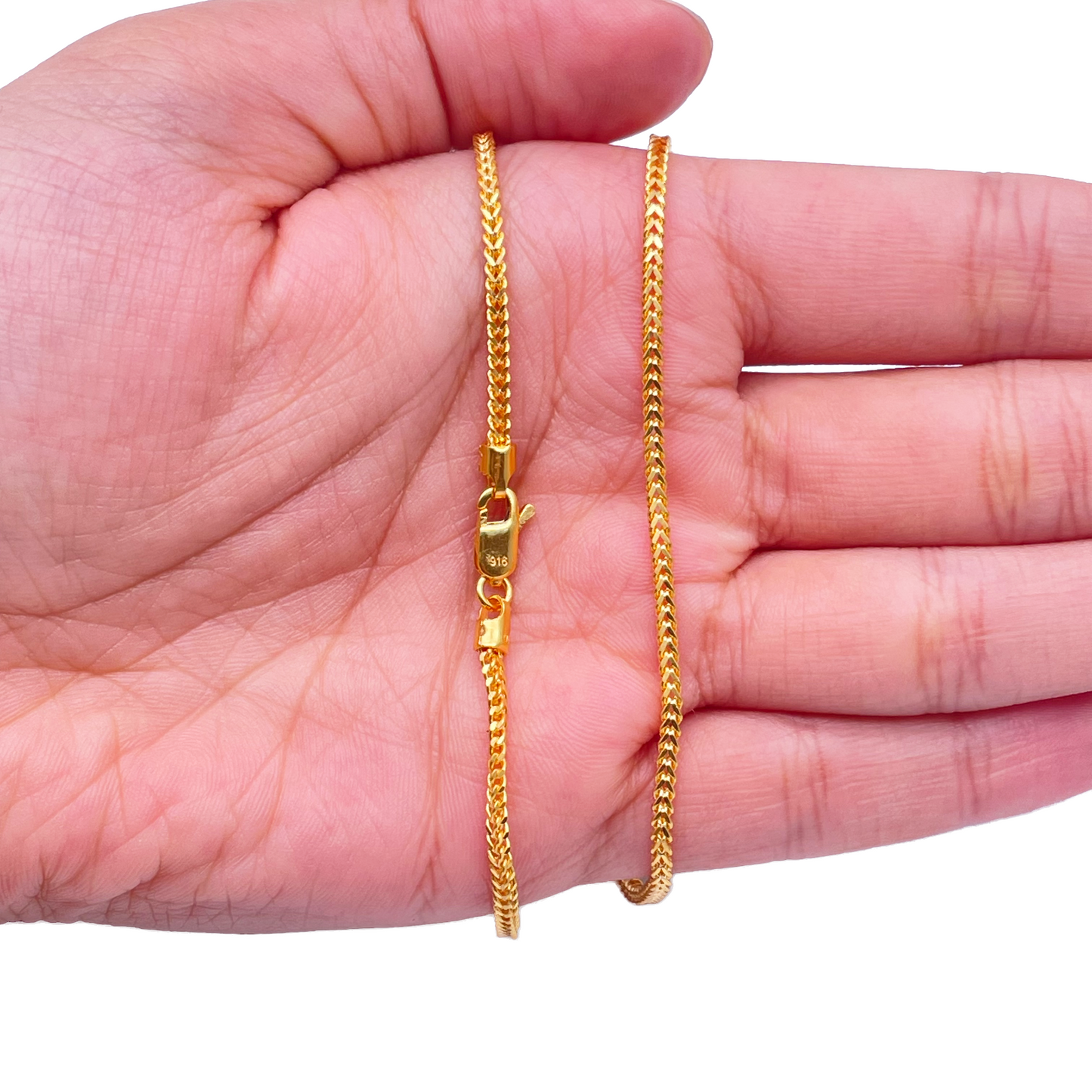 22ct Yellow Gold Foxtail Chain Necklace 18''Inches 2.0mm Width