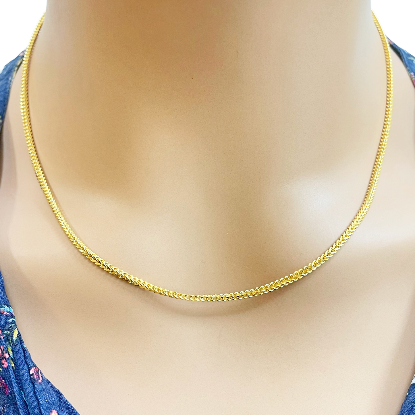 22ct Yellow Gold Foxtail Chain Necklace 18''Inches 2.0mm Width