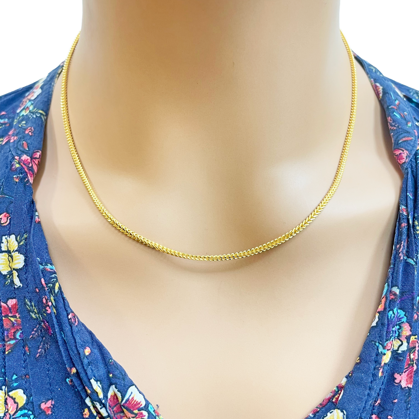 22ct Yellow Gold Foxtail Chain Necklace 18''Inches 2.0mm Width