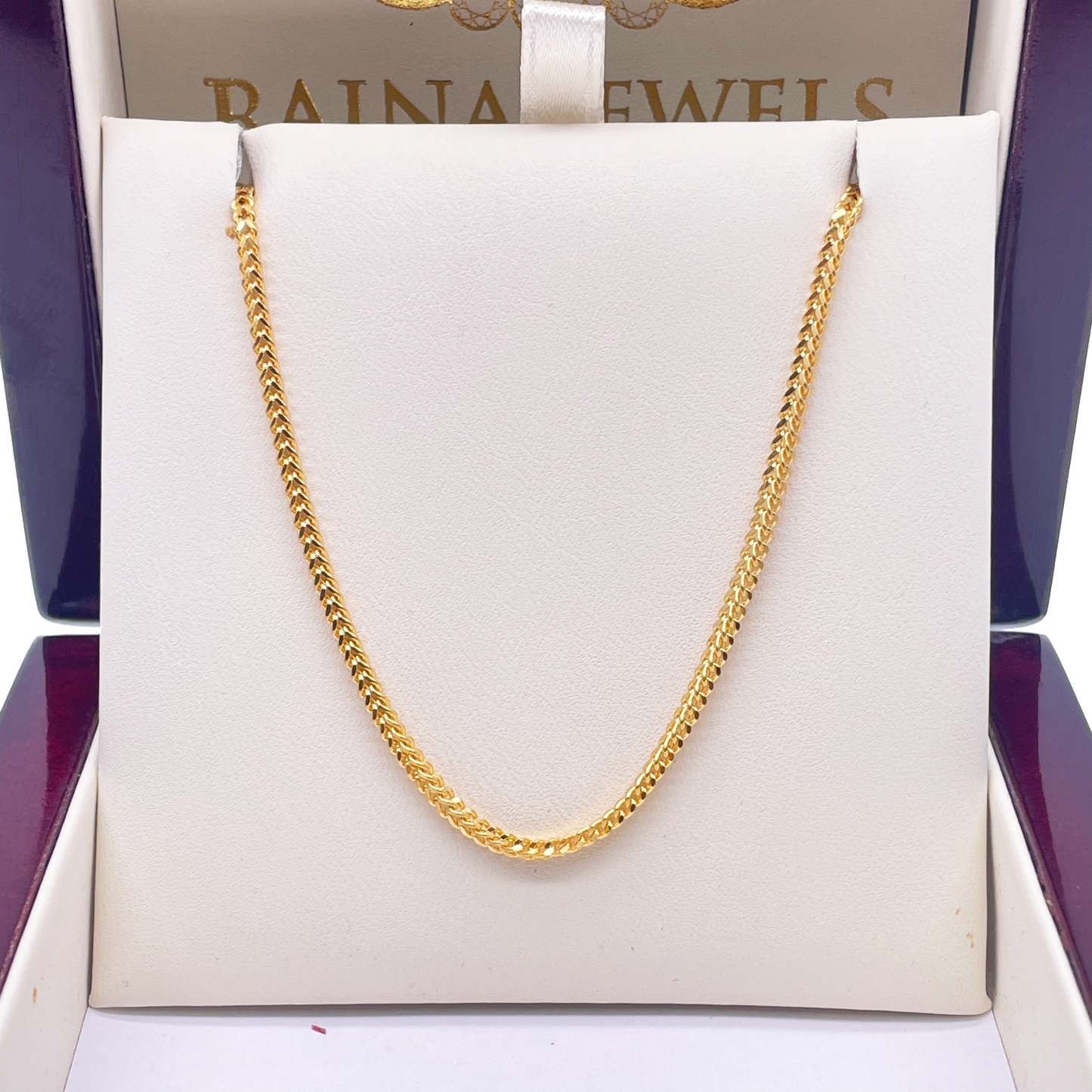 22ct Yellow Gold Foxtail Chain Necklace 18''Inches 2.0mm Width