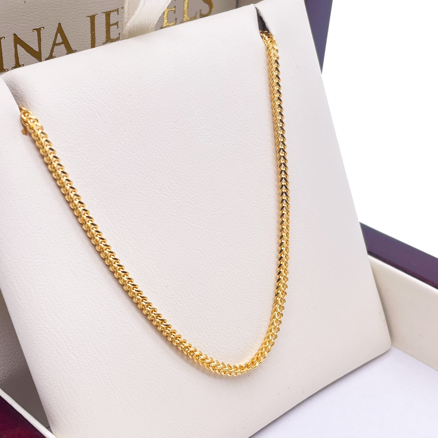 22ct Yellow Gold Foxtail Chain Necklace 18''Inches 2.0mm Width