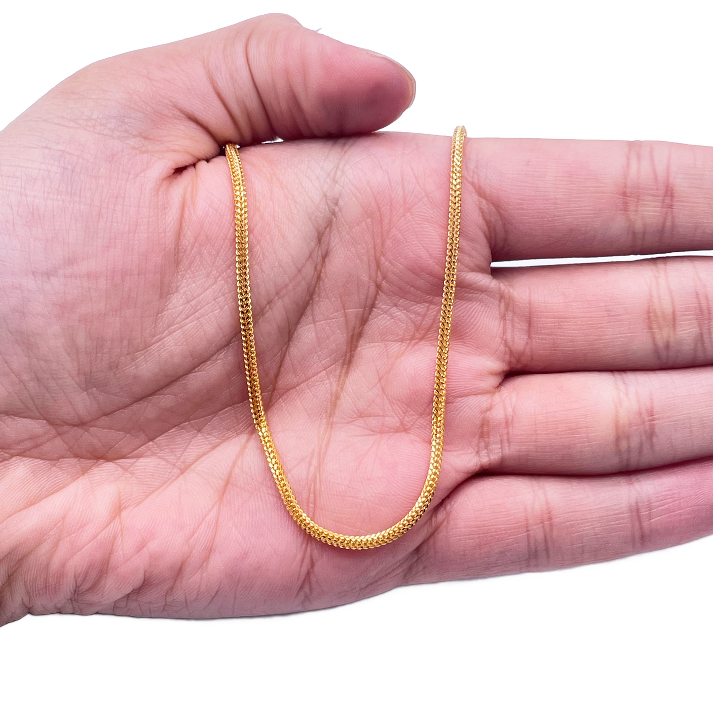 22ct Yellow Gold Foxtail Dragon Chain Necklace 18''inches 1.7mm Width