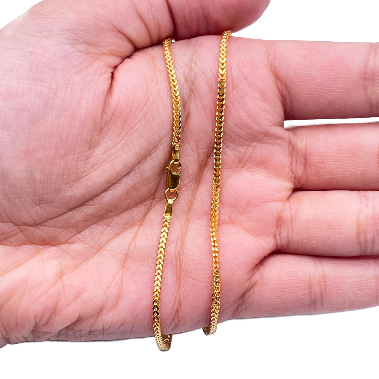 22ct Yellow Gold Foxtail Chain Necklace 22''inches 1.8mm Width