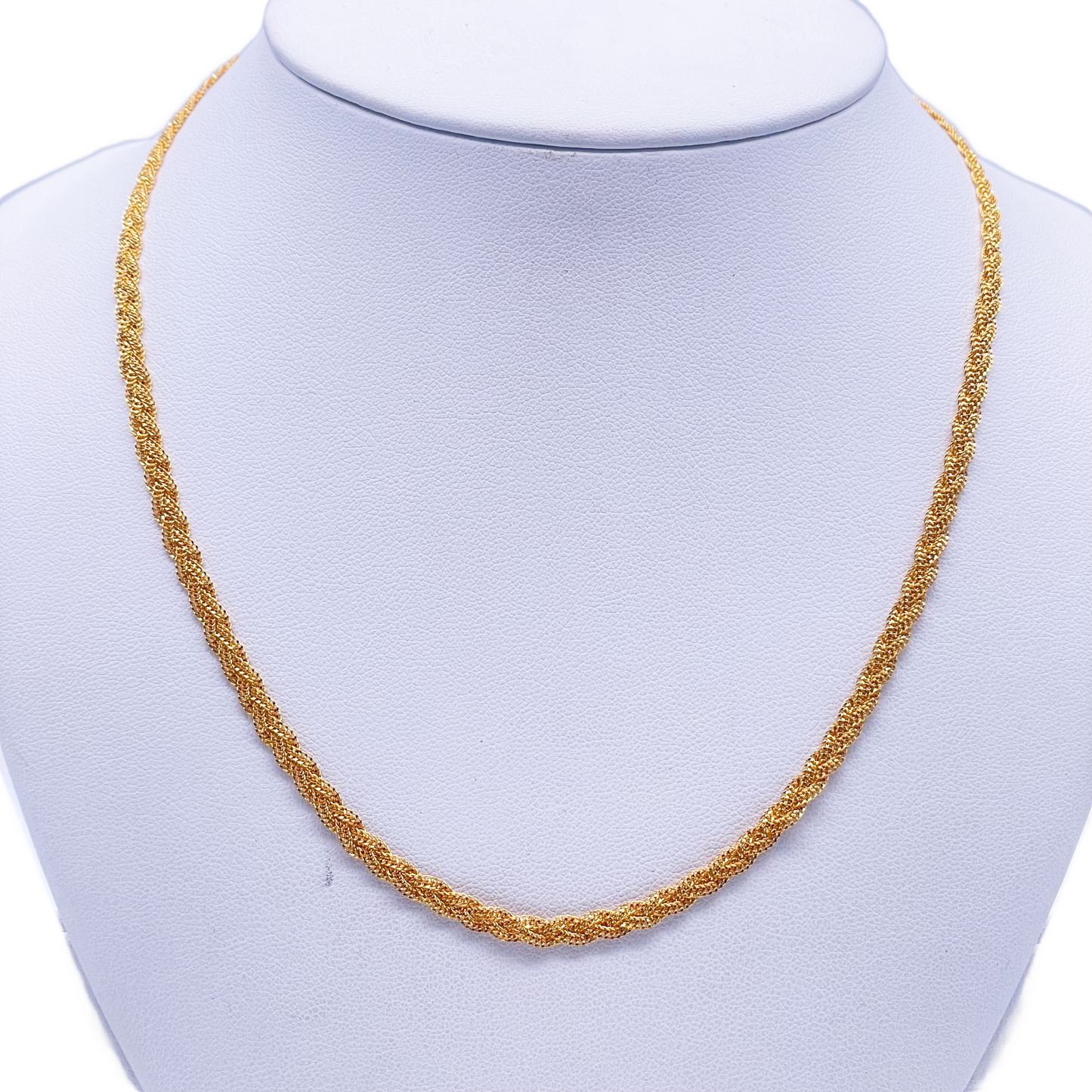 22ct Yellow Gold Filigree Braided Fox Necklace 18''inches 3.8mm Width