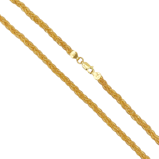 22ct Yellow Gold Filigree Braided Fox Necklace 18''inches 3.8mm Width