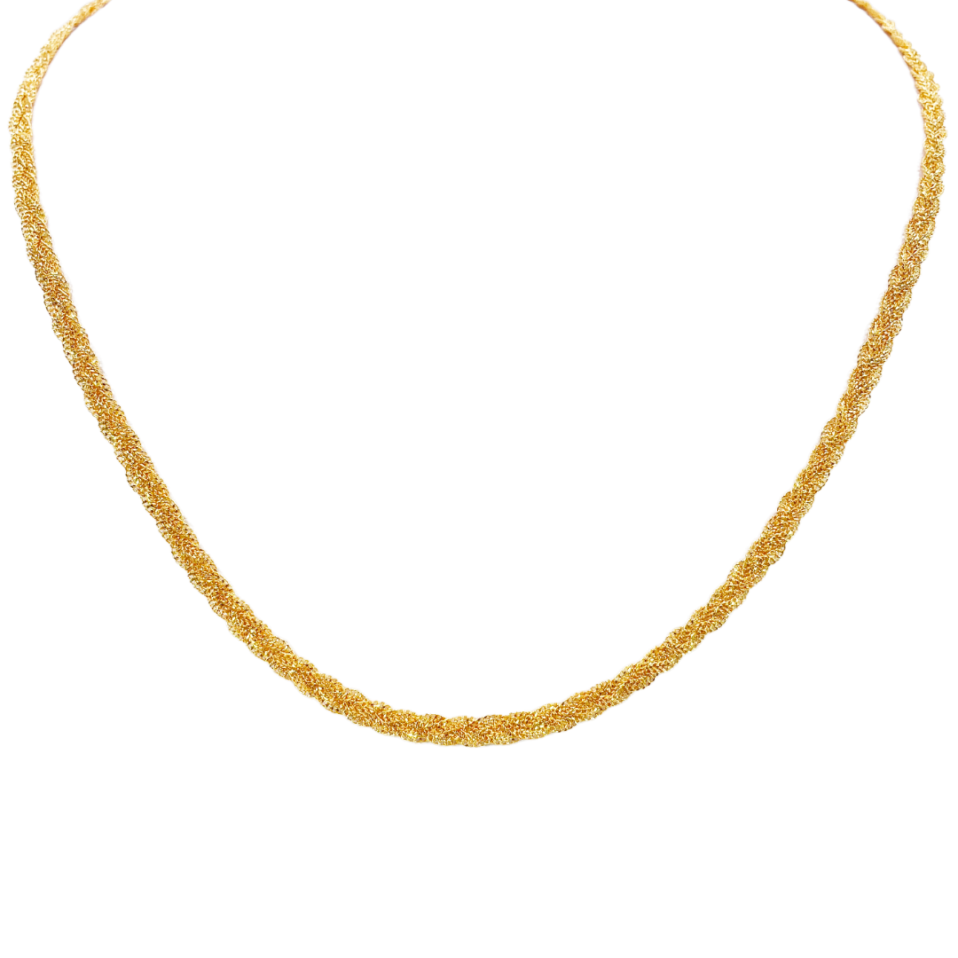 22ct Yellow Gold Filigree Braided Fox Necklace 18''inches 3.8mm Width