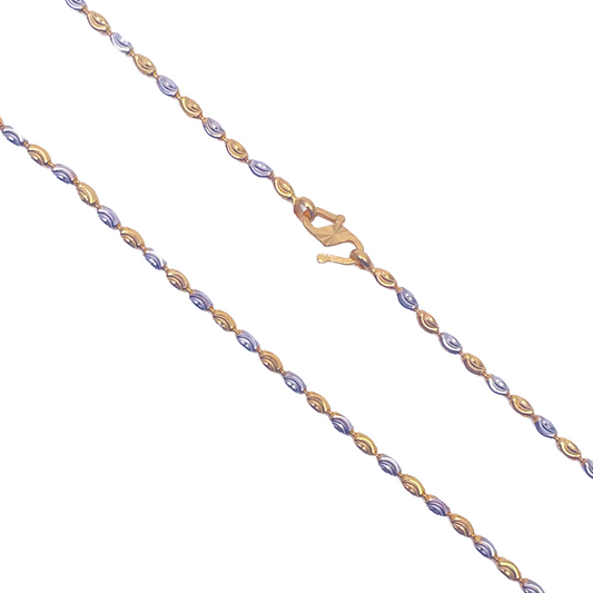 22ct Yellow Gold Two Tone Diamond Cut Beaded Chain Necklace 18''inches 2.2mm Width