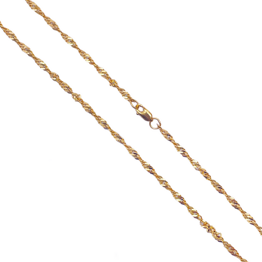 22ct Yellow Gold Fancy Twisted Ripple Chain Necklace 18''inches 2.0mm Width