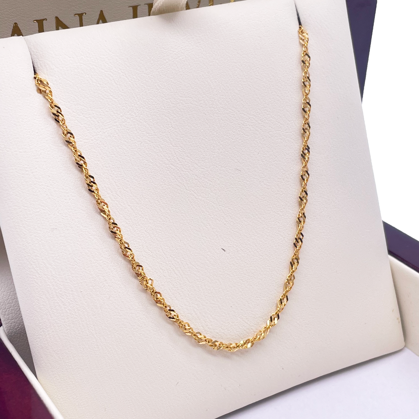 22ct Yellow Gold Fancy Twisted Ripple Chain Necklace 20''inches 1.8mm Width