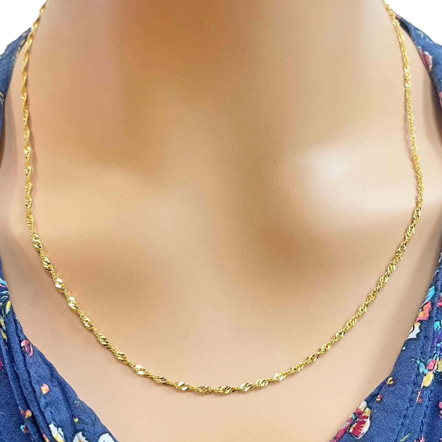 22ct Yellow Gold Fancy Twisted Ripple Chain Necklace 20''inches 1.8mm Width